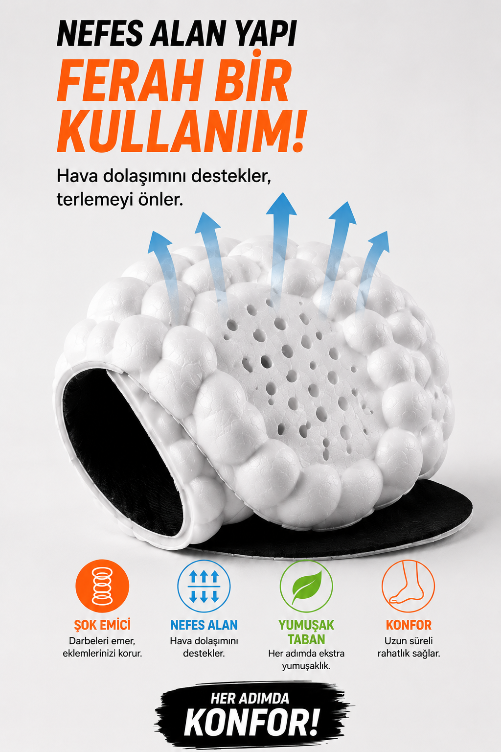 UltraSoft AirFlex Şok Emici Nefes Alan Ekstra Konfor Ayakkabı Tabanlığı