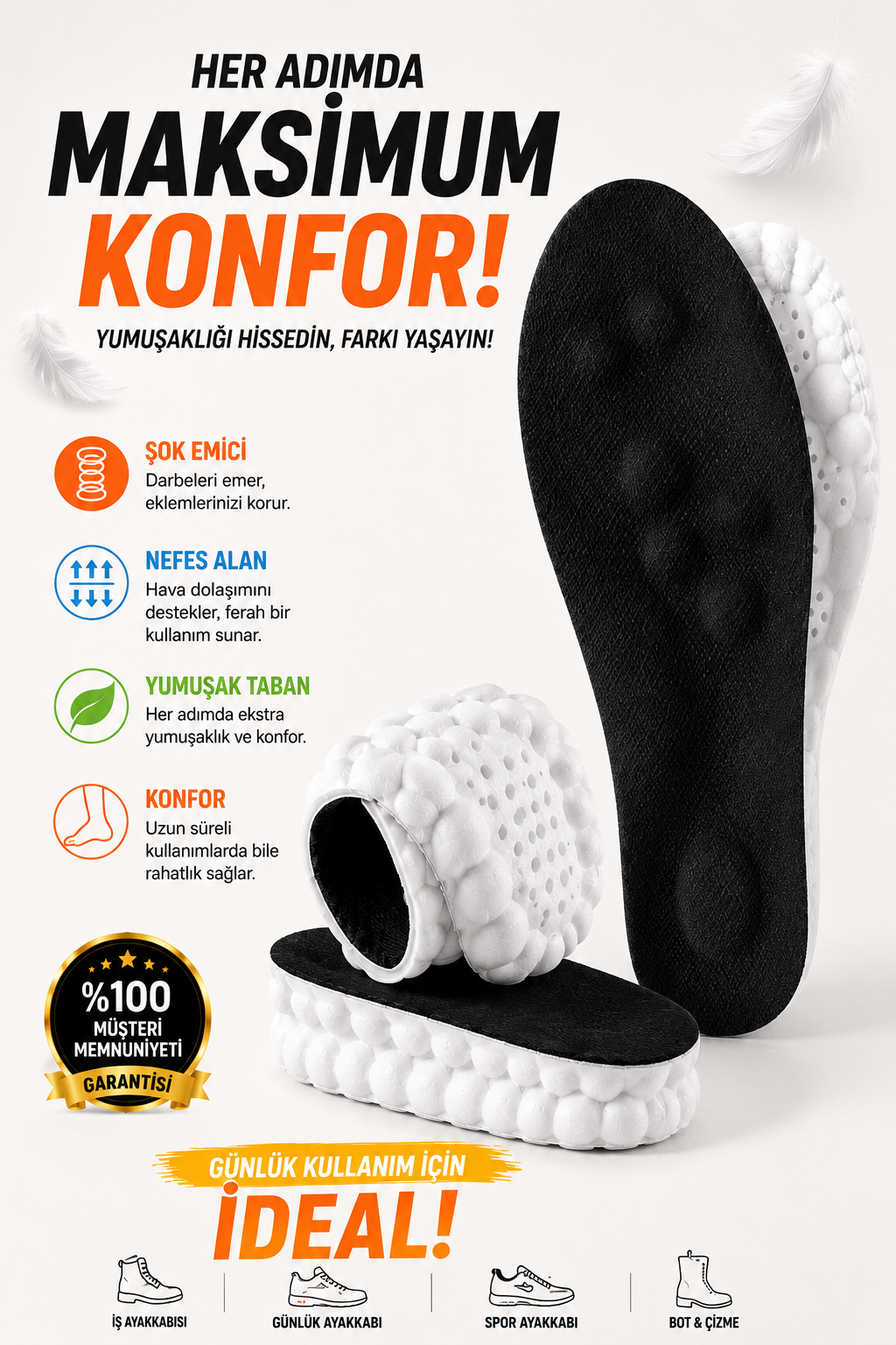 UltraSoft AirFlex Şok Emici Nefes Alan Ekstra Konfor Ayakkabı Tabanlığı